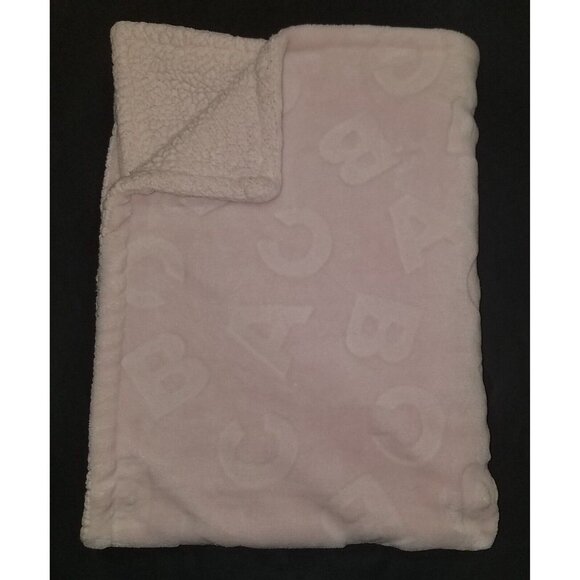 Pink Embossed Letters Alphabet Fleece Baby Blanket Lovey Little Beginnings ABC - Picture 1 of 4
